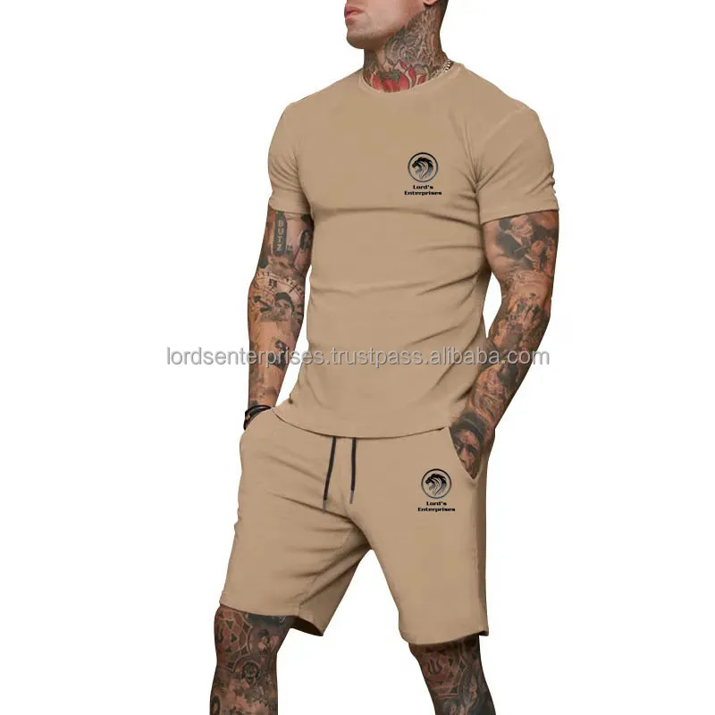Customize Logo Short Men Set 100 Cotton Short Sleeve T Shirt And