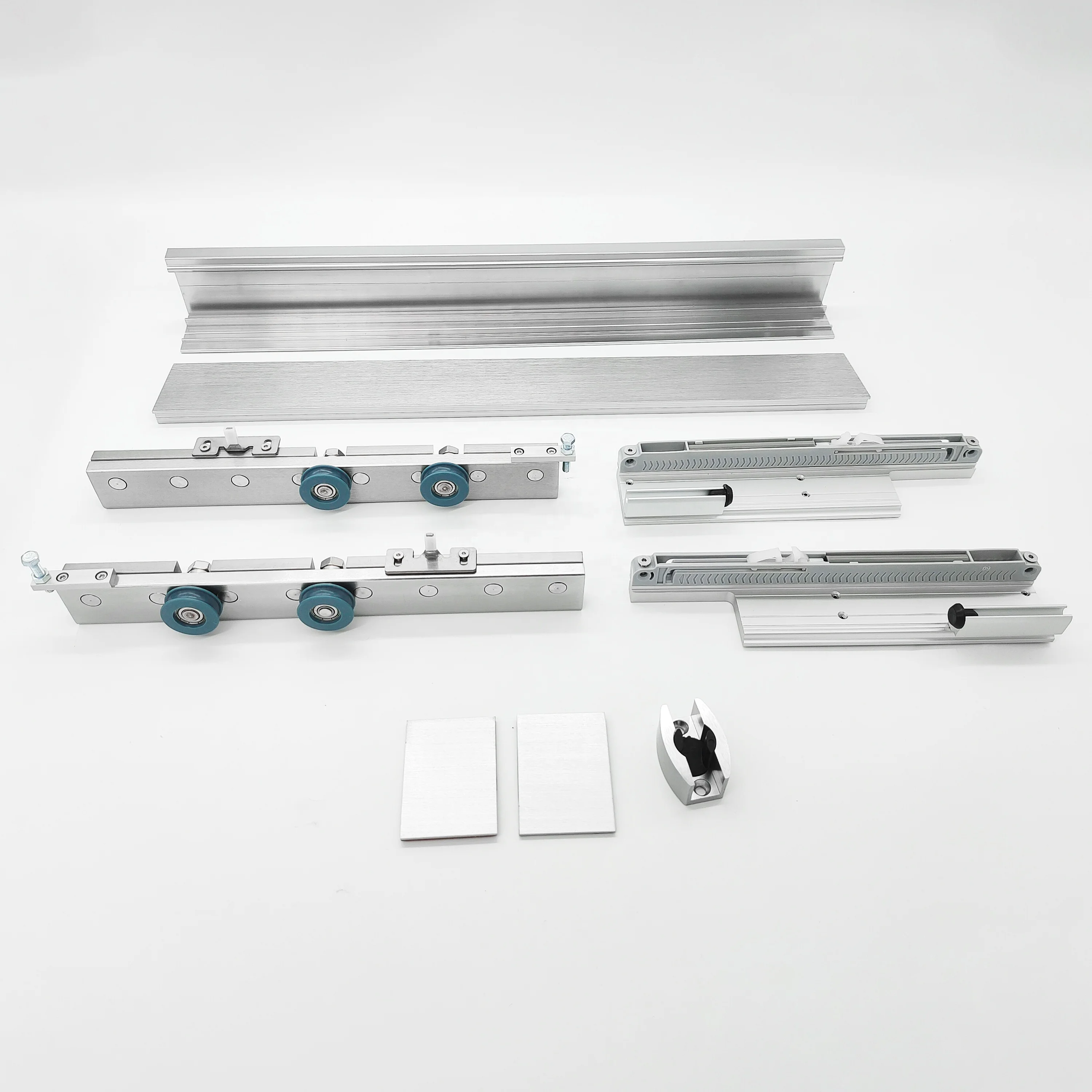 60kg Capacity Frameless Tempered Glass Adjustable Height Hydraulic Sliding Door Set Glass Door System