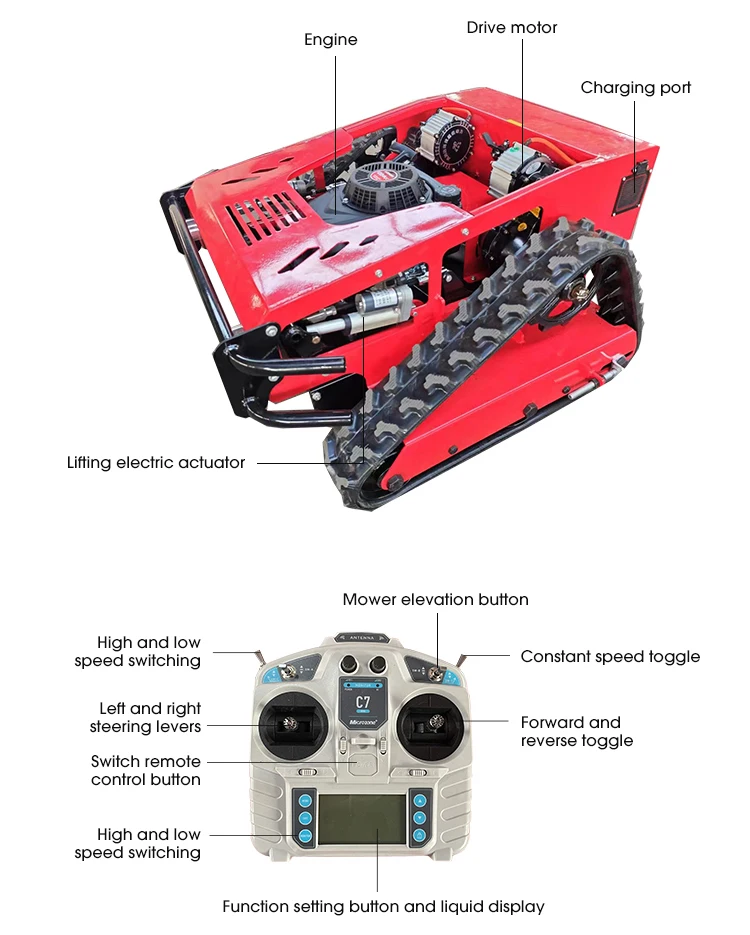 Smart Remote Control Gasoline Lawn Mowers Machine 452cc Mini Tractor