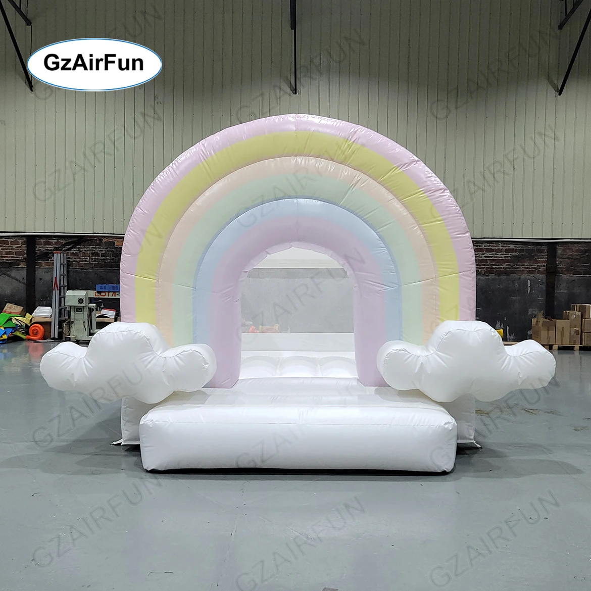 Pastel Rainbow bounce house inflatable toddler amusement park white mini bouncer castle for kids3m*3m-777026