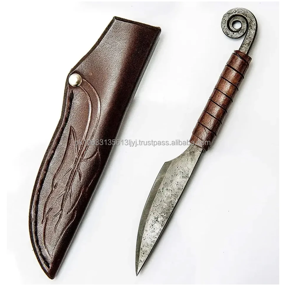 Handmade Carbon Steel Viking Knife With Hand Forge Handle and Fine Leather Sheath Medieval Hunting Viking Knives