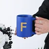 custom alphabet blue ceramic Mug (F)