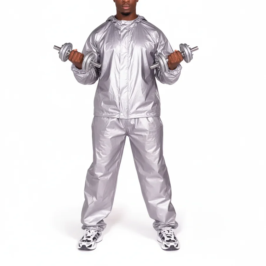 Customized Solid Fitness Slimming Sauna Suit Set Elastic Waist Breathable Eco-Friendly Polyester/Nylon Four-Way Stretch for Men
