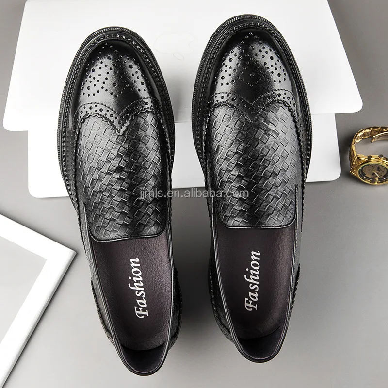 Wholesale Slip On Woven Leather Loafer Men Business Formal Dress Shoes