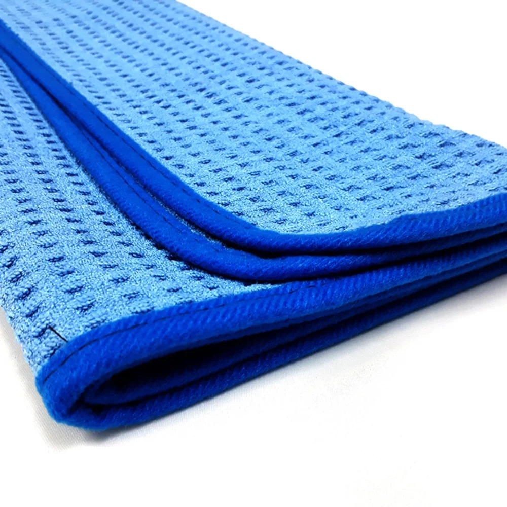 
 Синее Вафельное полотенце 380 г/м2, корейское махровое Тканое полотенце 60x90 см с мягкой лентой, быстрое поглощение  