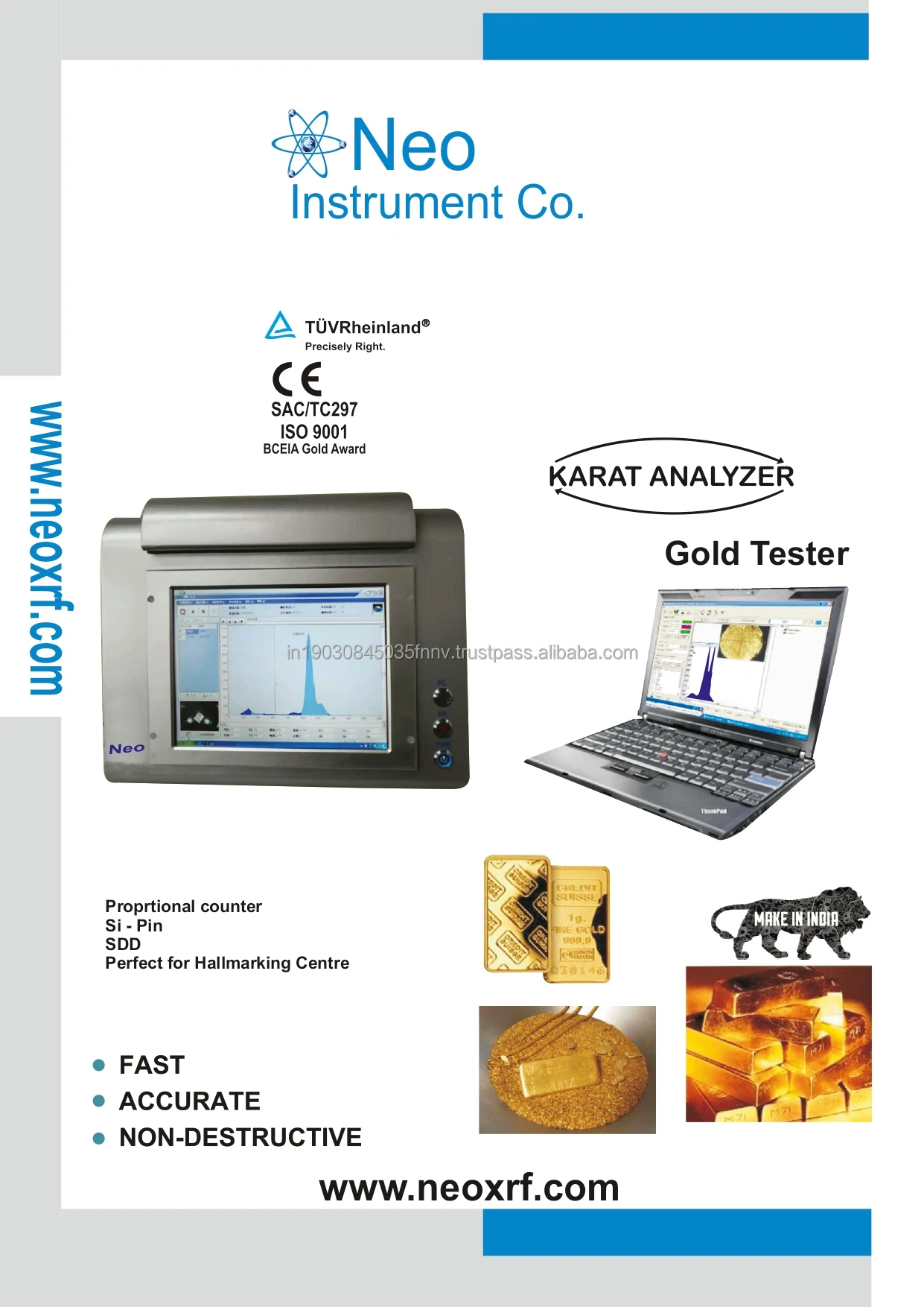 Xrf Gold Purity Tester Machine High Precision Gold Testing Karat Analyzer Machine Analyzer