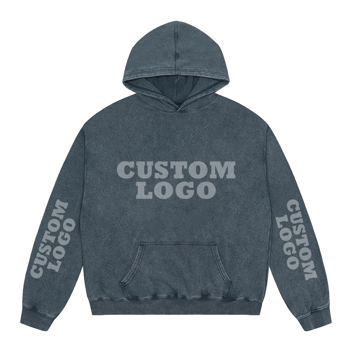 Glory Custom Streetwear Custom Logo Vintage Wash Hoodie Casual Long Sleeve 100% Cotton Hoodie For Unisex
