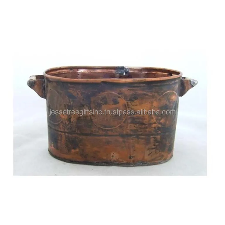 Bañera De Bebida De Hoja De Metal Con Acabado De Cobre Antiguo Forma