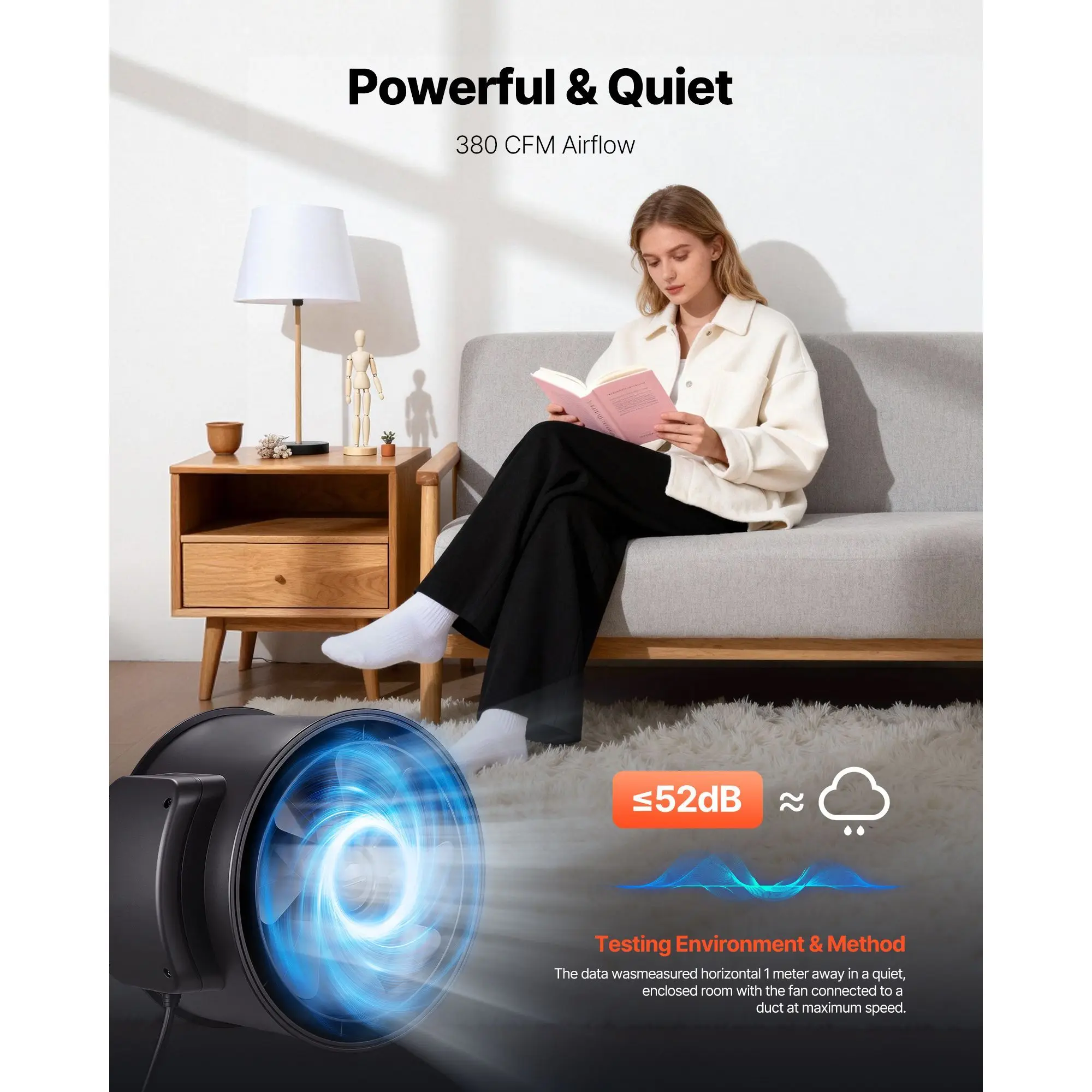 Quiet Inline Exhaust Fan, 380, CFM, 220V - detail 6