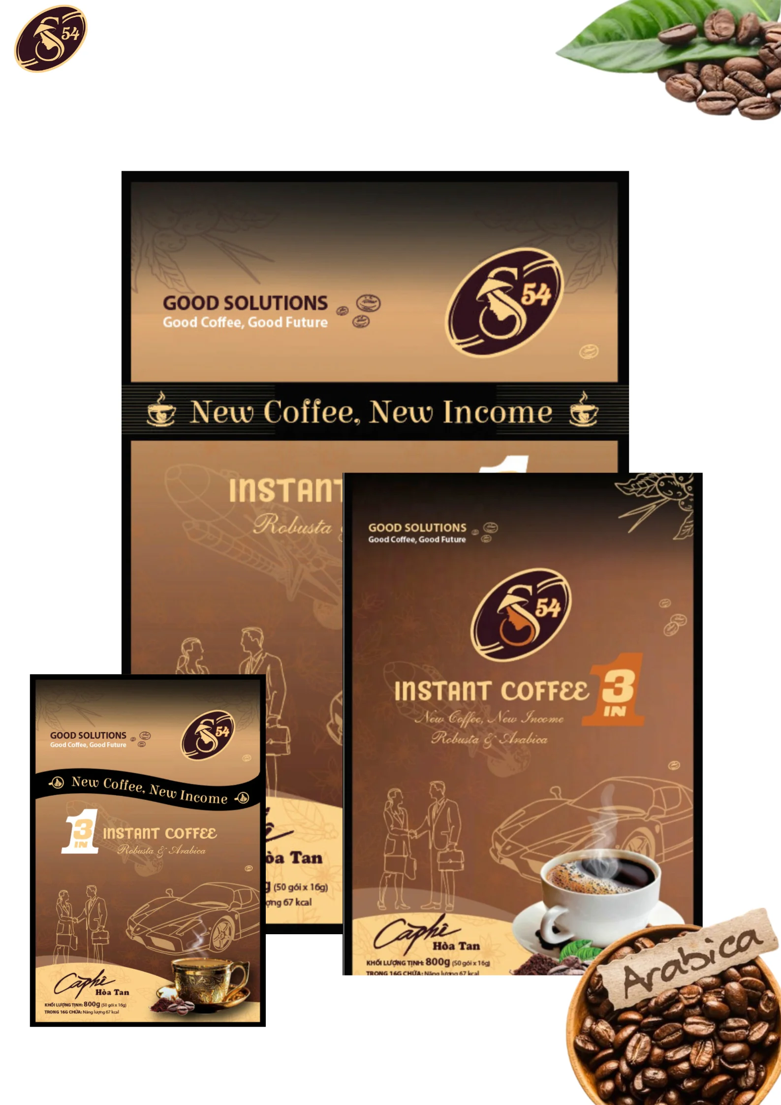S54 Instant Coffee 3in1 From Robusta And Arabica Coffee Beans 24x19g