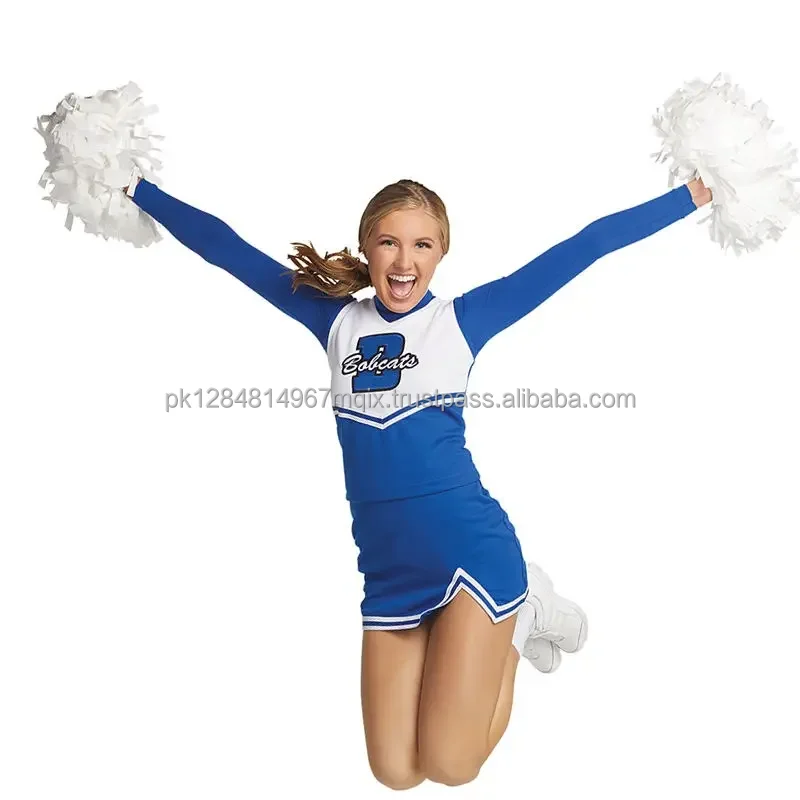 Wholesale Cheerleading Uniforms Girls Shiny Sequins Majorette Dance Uniforms Blue Custom