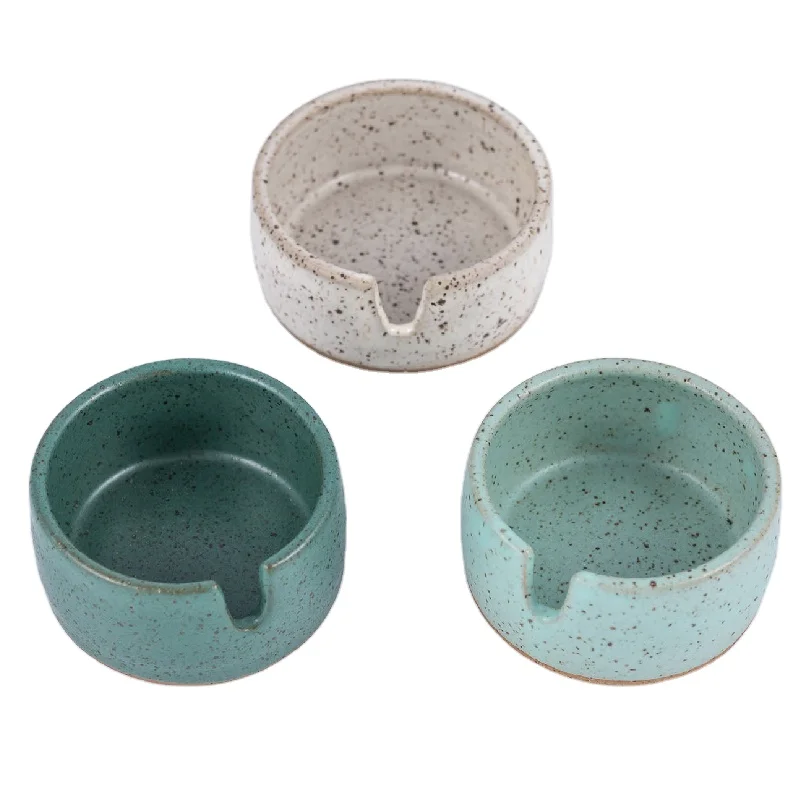 5 zoll rustikalen großhandel benutzer definierte tragbare indoor büro  keramik runde aschenbecher