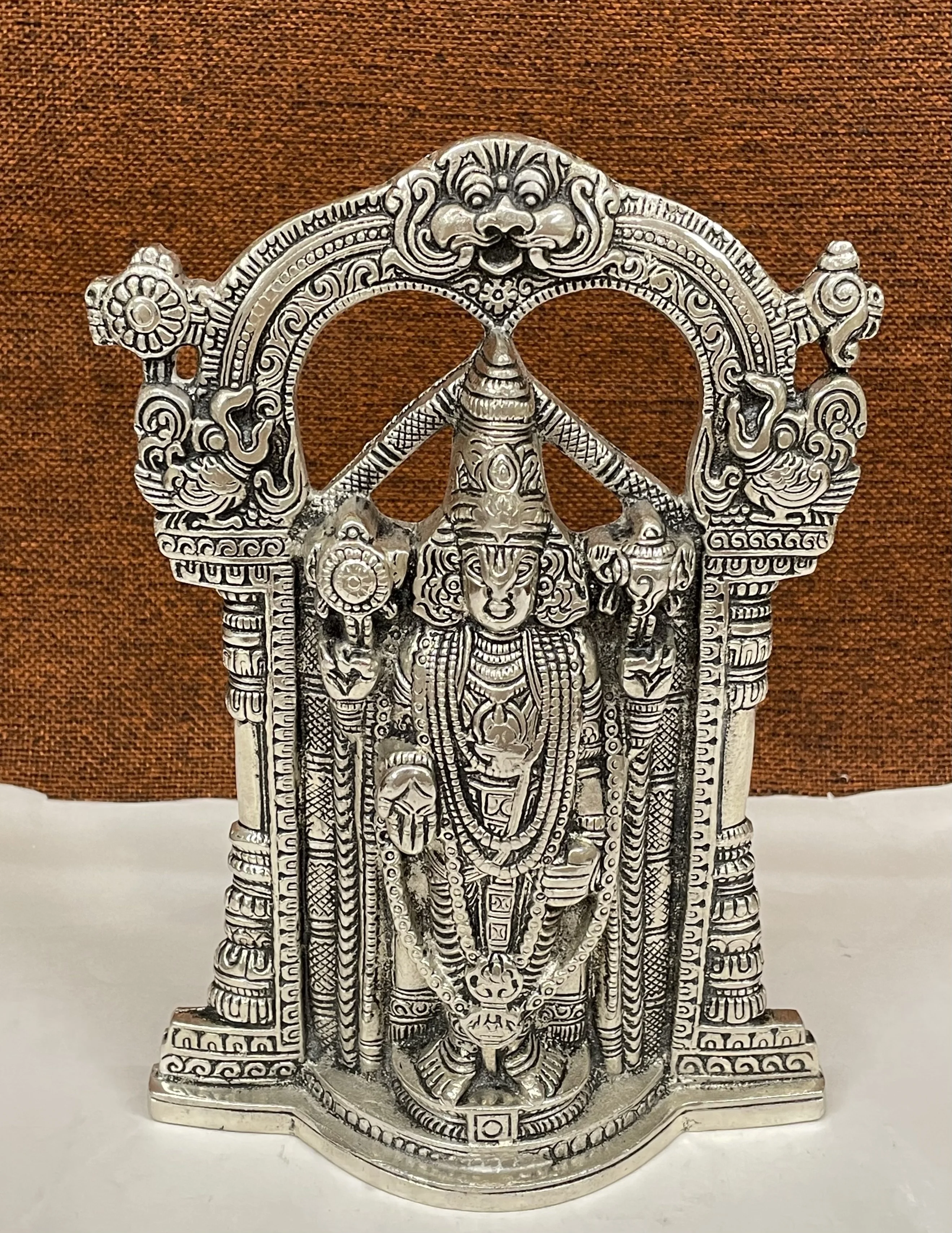 Hand Crafted Lord Tirupati Balaji Venkateswara Brass Statue for Home Temple Office Desk or Shop Puja Ghar for Worship