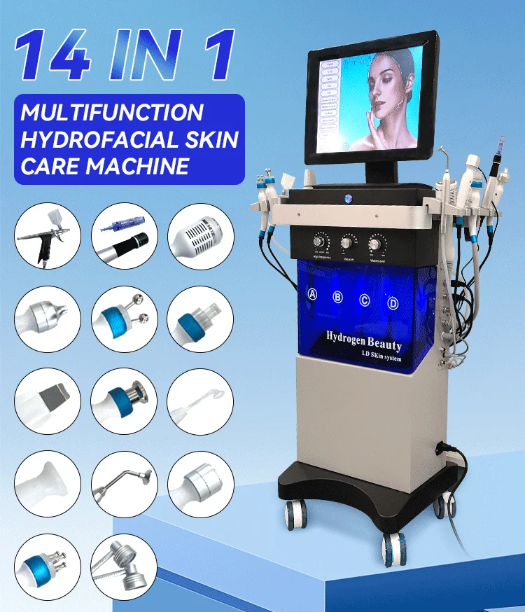 2025 Professional 14 in 1 Hydro Oxygen Small Bubbles Skin Care Beauty Machine Skin Rejuvenation Face Cleaning Skin Care Device