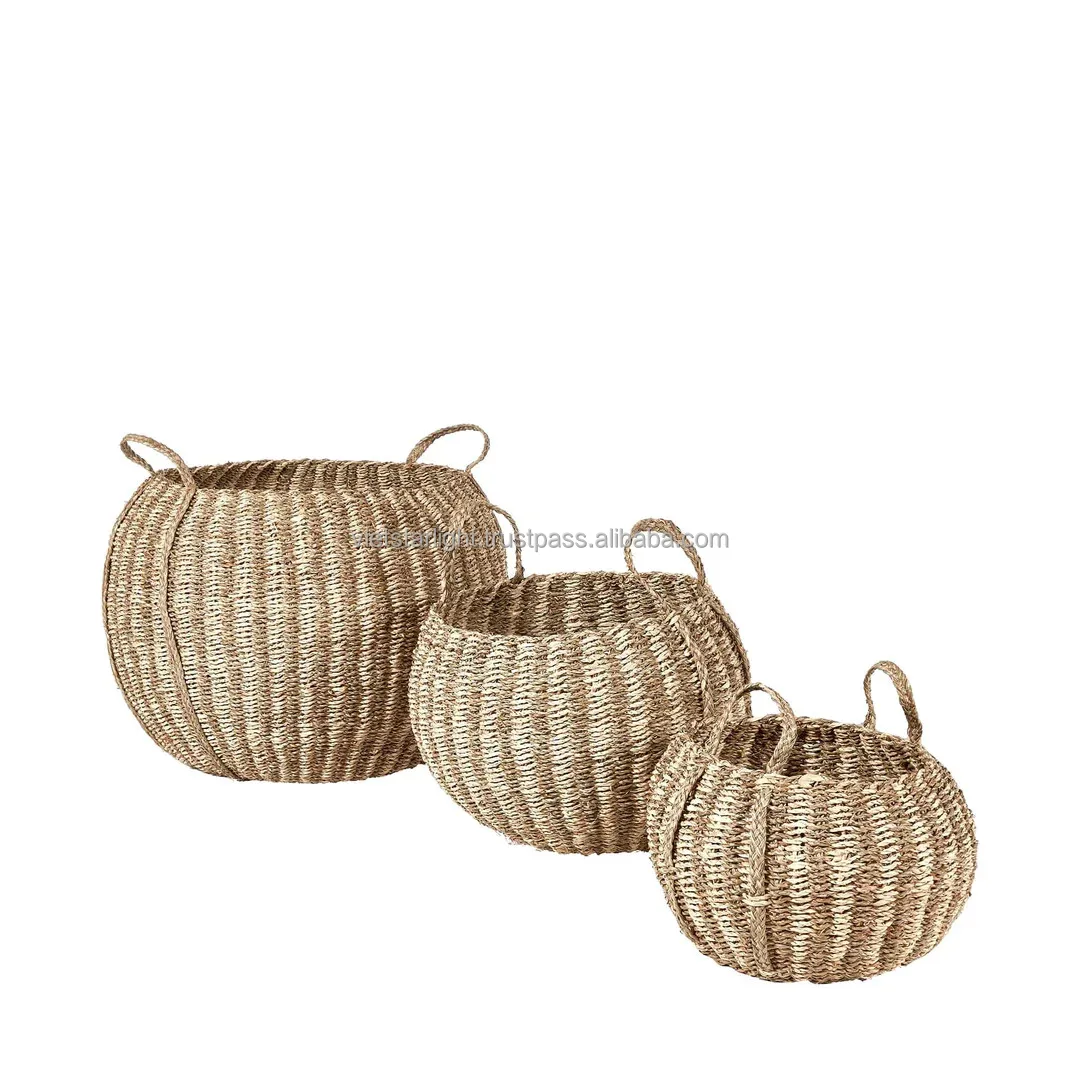 Seagrass Basket Water Hyacinth Set/3 Baskets Seagrass Storage Basket