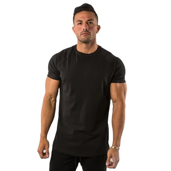 Body Fitted T-shirt Made in Cotton Polyester Tight Arm Black 100% Cotton Mens Sports Casual T Shirt Plain Dyed T Shitrts Knitted