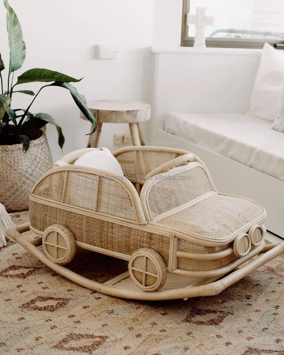 Wicker Car Rocker Eco-friendly Rattan Car Rocker - Fun for Kids Ages 2-7