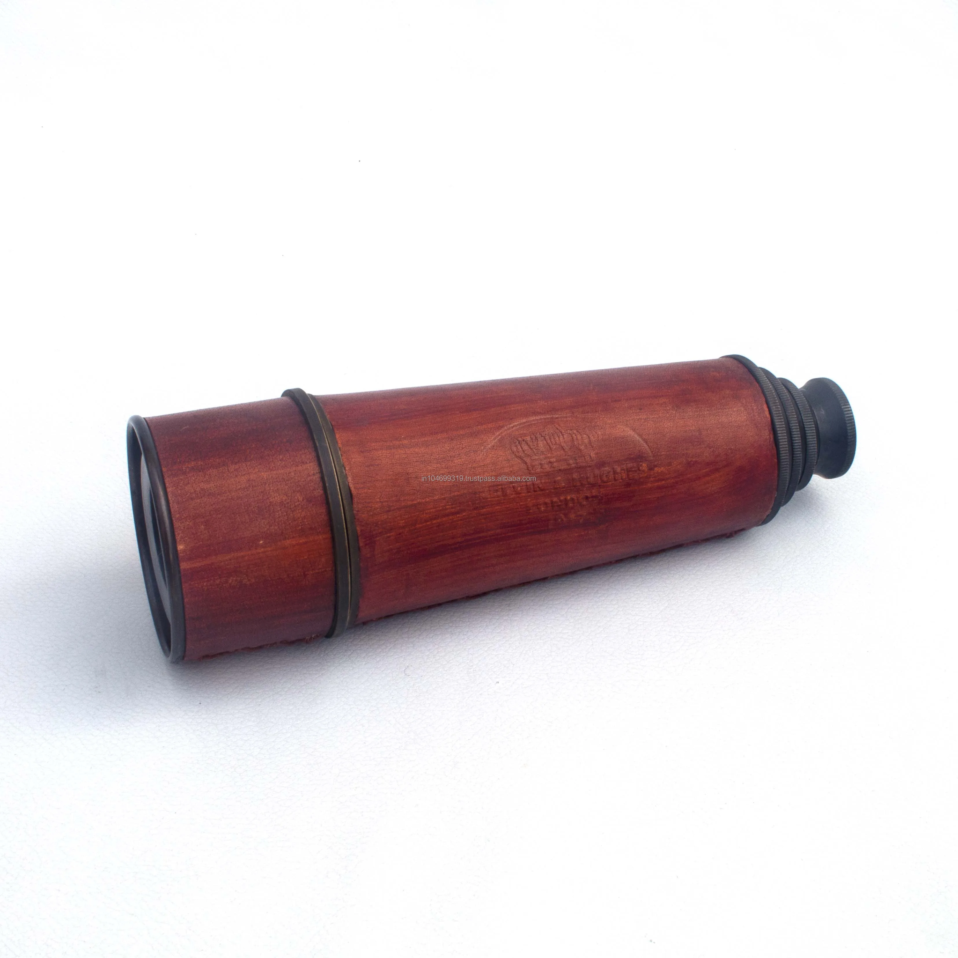 Antique Pirate Telescope - 16" Brass Spyglass With 15x Magnification & Wooden Case, Nautical Decor Collectible