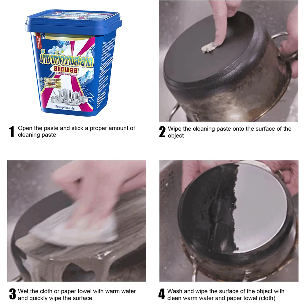 Powerful Stainless Steel Cookware Cleaner Paste Household Kitchen Cleaner Thailand Model Sets Removes Deep-Settled Rust Stains
