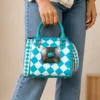 Turquoise & White Checkered