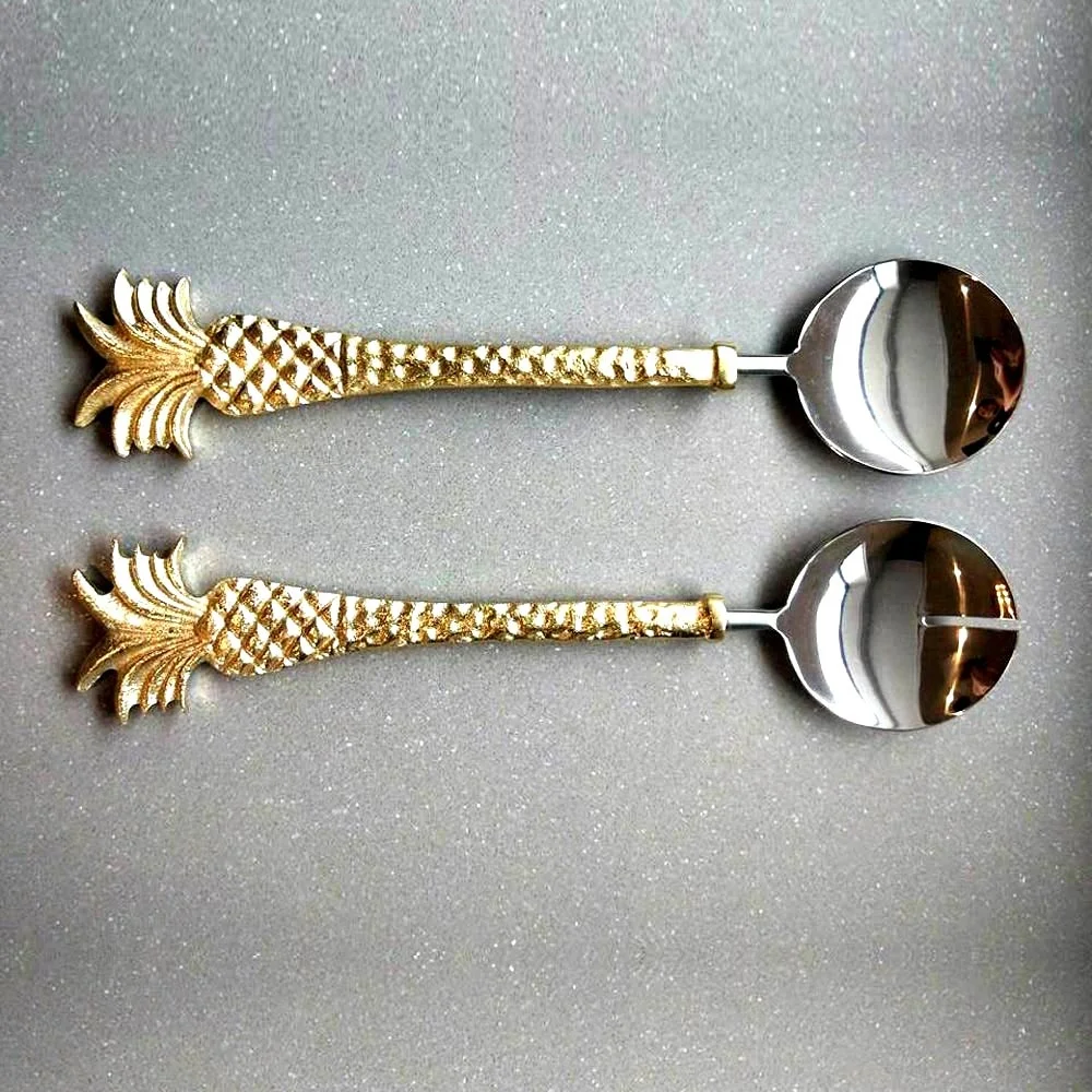 Набор серверов для салата из нержавеющей стали с бирюзовой синей эмалированной ручкой роскошные декоративные столовые приборы набор