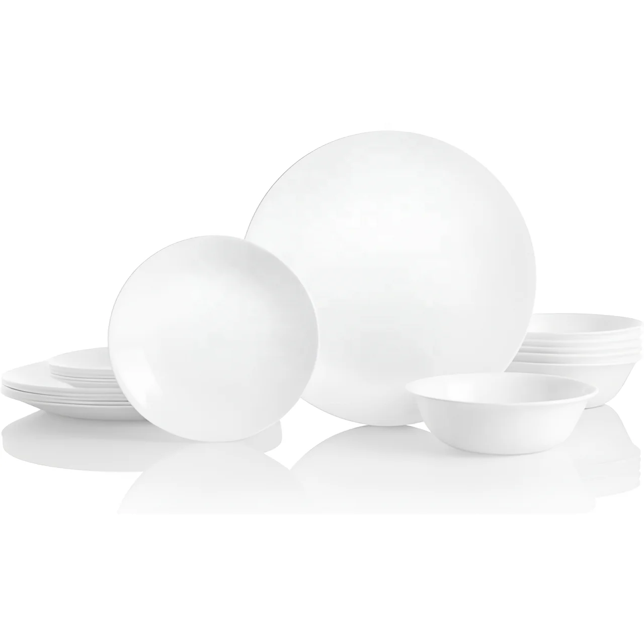 Plate Set 18-Piece Service for 6 Dinnerware Set, Triple Layer Glass and Chip Resistant, Lightweight Round Plates and Bowls Set