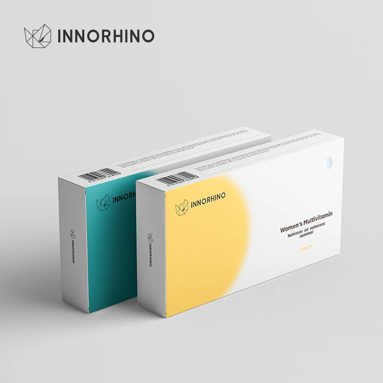 INNORHINO Biodegradable Folding Blister Carton Custom Paper Box for Pill Tablet Vitamin Capsules for Medicine Packaging