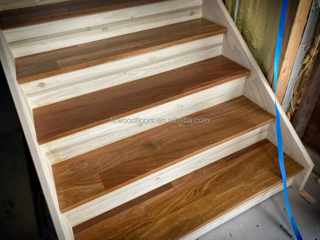 Natural Hardwood Stair Treads Brazilian Teak Solid Wood Stair Treads