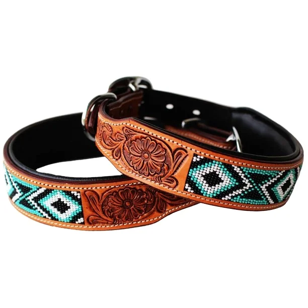 Top Trending Western Style Cowhide Leather Soft Padded Beaded Dog