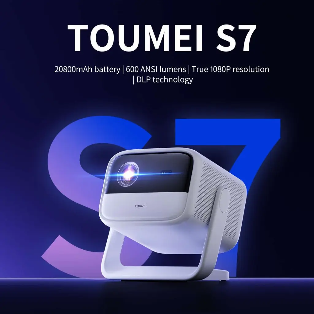 Toumei S7 1080P Portable DLP Projector with WiFi 6, Android 11