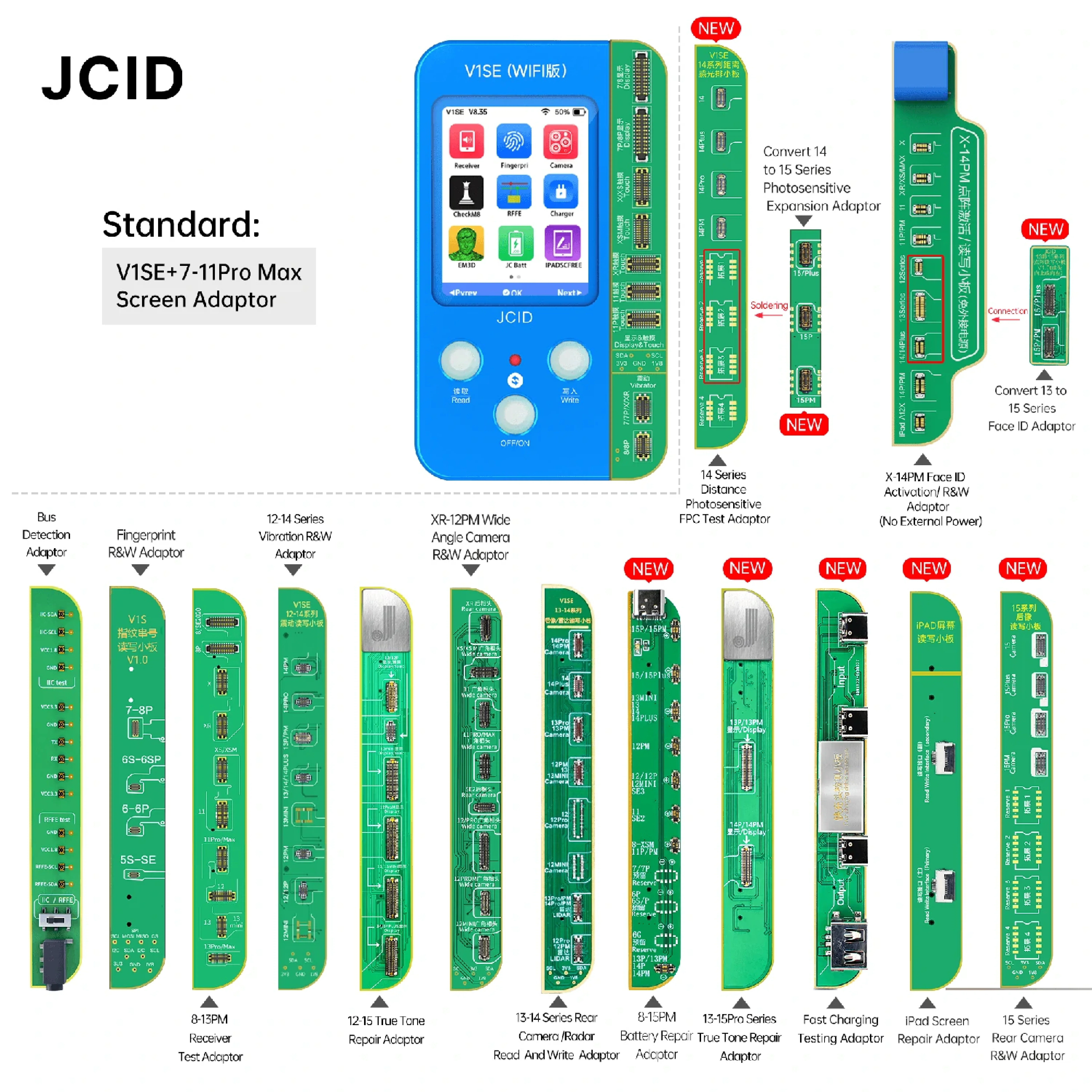 ホットJCV1SE修理トゥルートーンフェイスID指紋バッテリー9in1携帯電話コード読み取りプログラマーiphone 8〜12 ProMax用