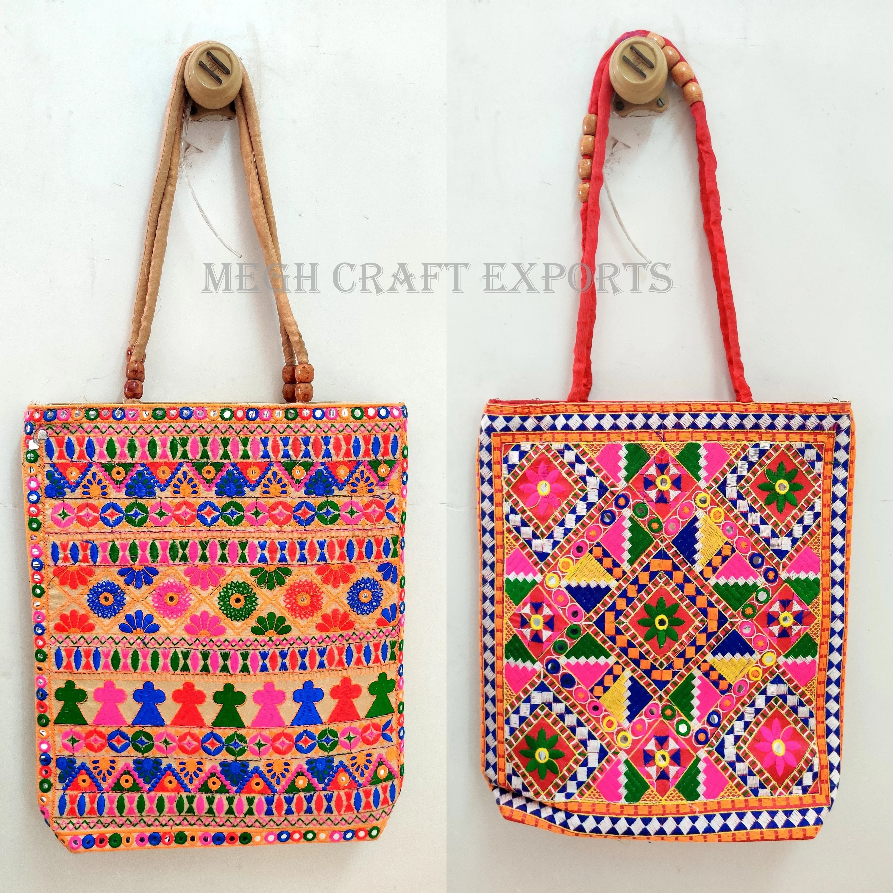 Red Pakko Kutch Hand Embroidery Shoulder Bag
