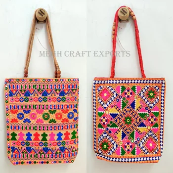 Designer Kantha Hand Embroidery Tribal Banjara Boho Indian Shoulder Bag  #293: Handbags