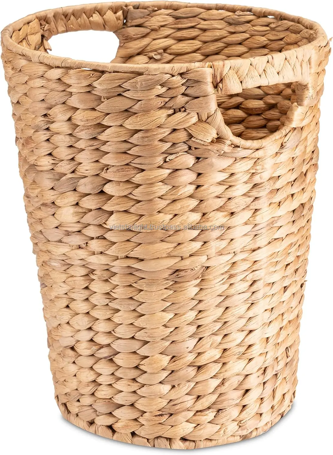 Natural Seagrass Wicker Water Hyacinth Round Waste Basket Trash Bin For