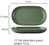 Plato ovalado de 12 pulgadas (verde oscuro)