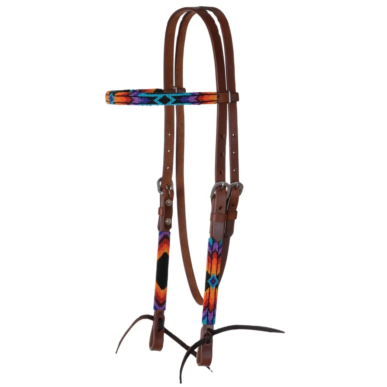 New Arrival Beaded Genuine Leather Headstall/ Western Bridle Custom Manufacturer By Rodeo