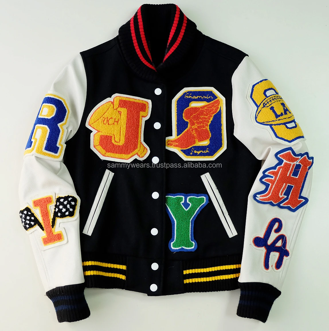 Street Wear Varsity Jacket Men's Wool Leather Letterman Jackets