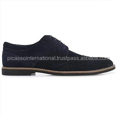 Premium Quality Anti Skid Sole & Waxed Laces Memory Foam Padded Picasso Men Suede Leather Brogue Derby Lace Up Formal Shoes