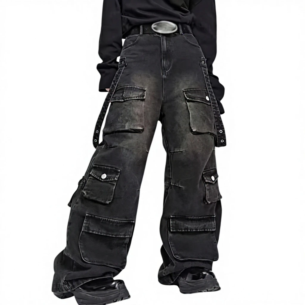 Glory Custom ZY Baggy Cargo Pants Men Women Wide Leg Dark Wash Y2k Hip Hop High Waisted Casual Streetwear Breathable Winter