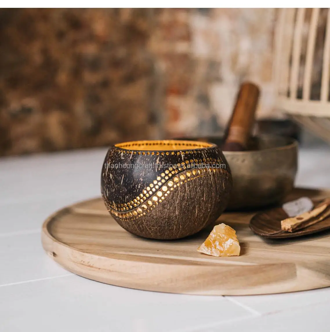 Самый дешевый вьетнамский подсвечник из кокоса, лучший продавец, подсвечник из кокосовой скорлупы