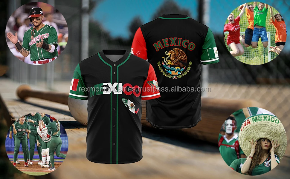 2023 New Men's Mexico Baseball Jersey Eagle Mexico Baseball Full Button