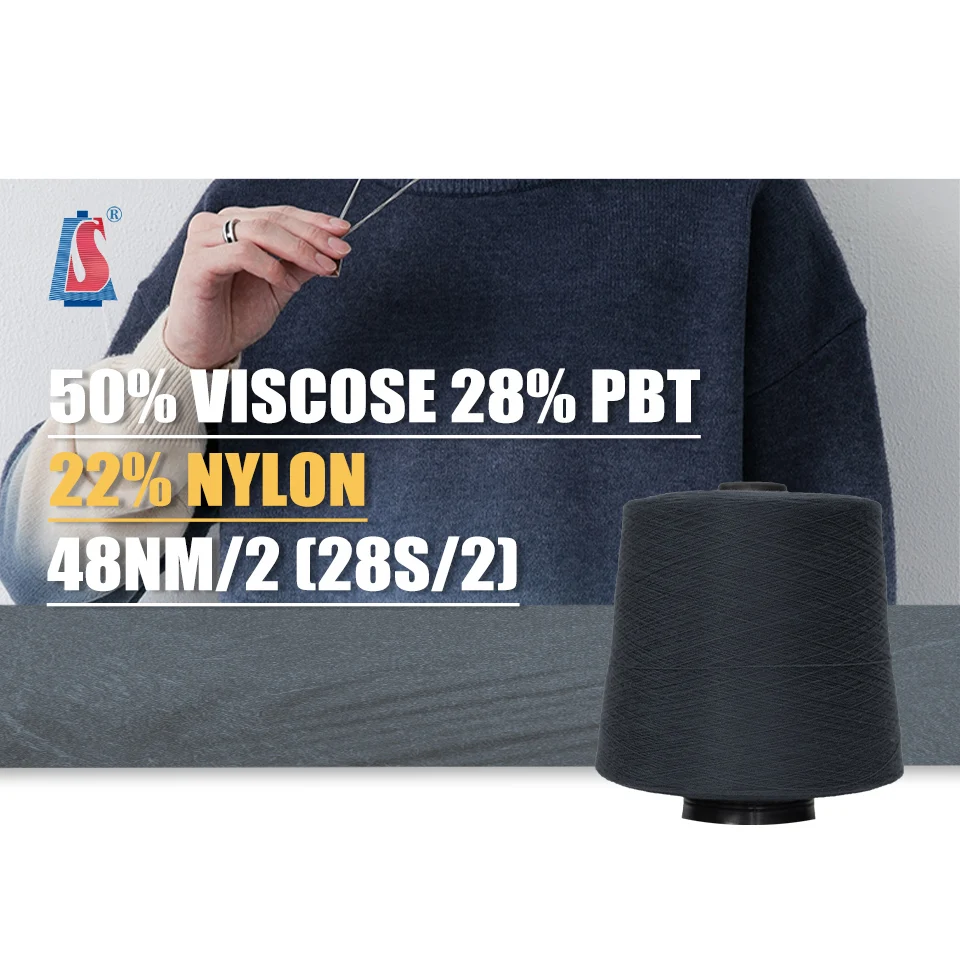 High Quality 28S/2 Viscose Nylon PBT Core Spun Yarn For Knitting  Professional Application In All