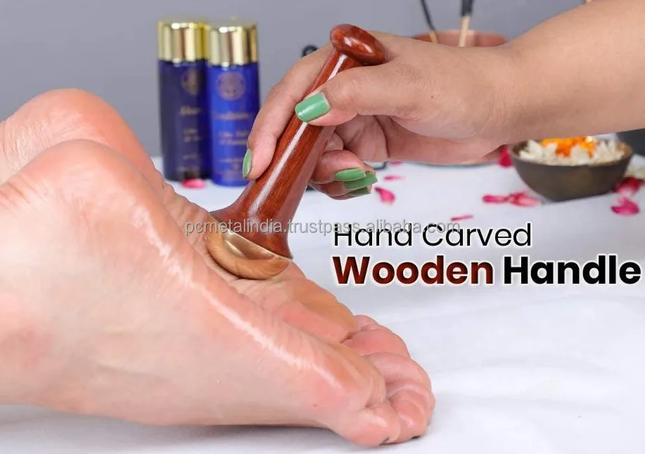 Foot & Body Massager With Wooden Handle Kansa Bronze Massager/best Selling Dual Purpose Kansa