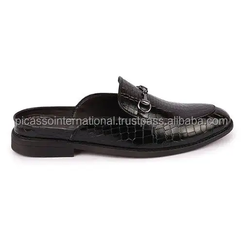 Globally Selling Standard Quality Formal Party Wear Men's Back Open Slip On Mules Shoes Genuine Leather Shoes for Bulk Buyers