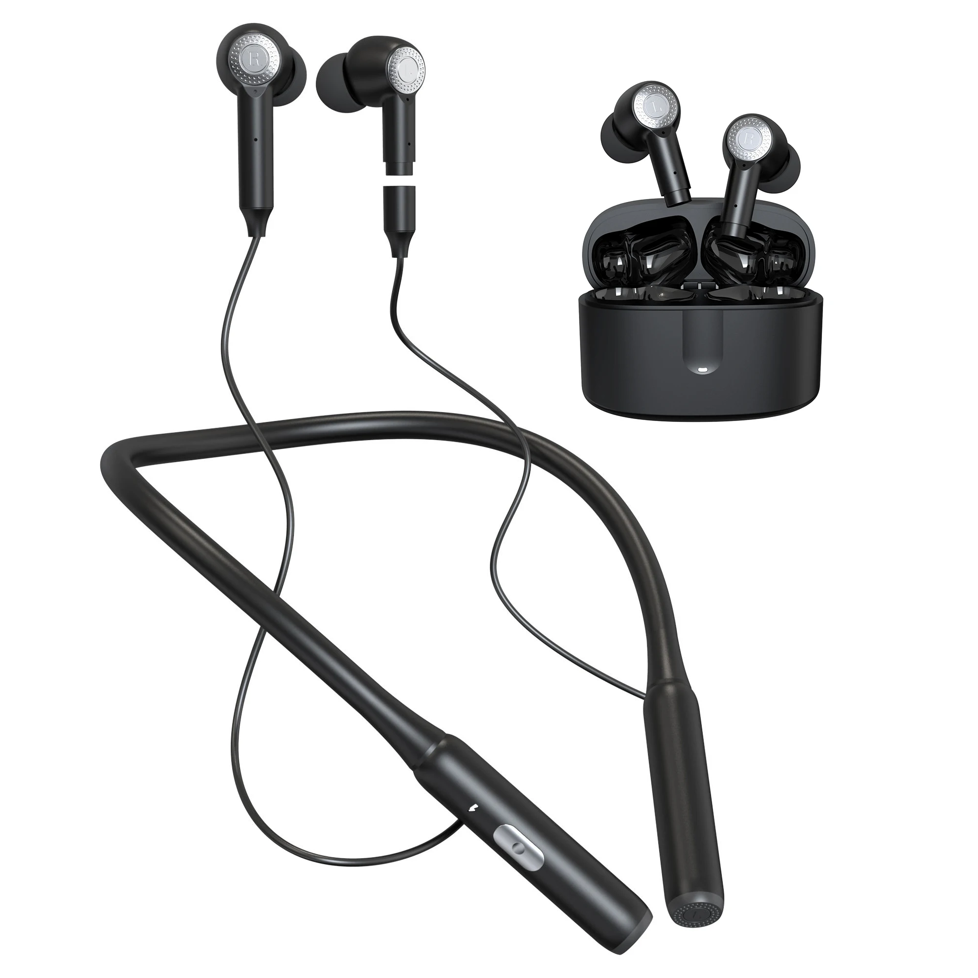 J9 TWS 2 in 1 Unique Product to Sell Online ANC ENC Dual Noise Cancelling Removable Wireless Bluetooth Neckband Earphone Earbuds