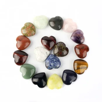 Natural Heart Crystals Stones Love Shaped Gemstones Chakra Palm Worry Stone Reiki Balancing Meditation Wholesale Set Gifts