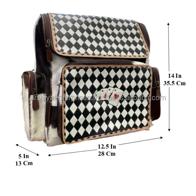 checkered print leather backpack Canvas It can hold your wallets MININAI Checkered Aesthetic Backpack for