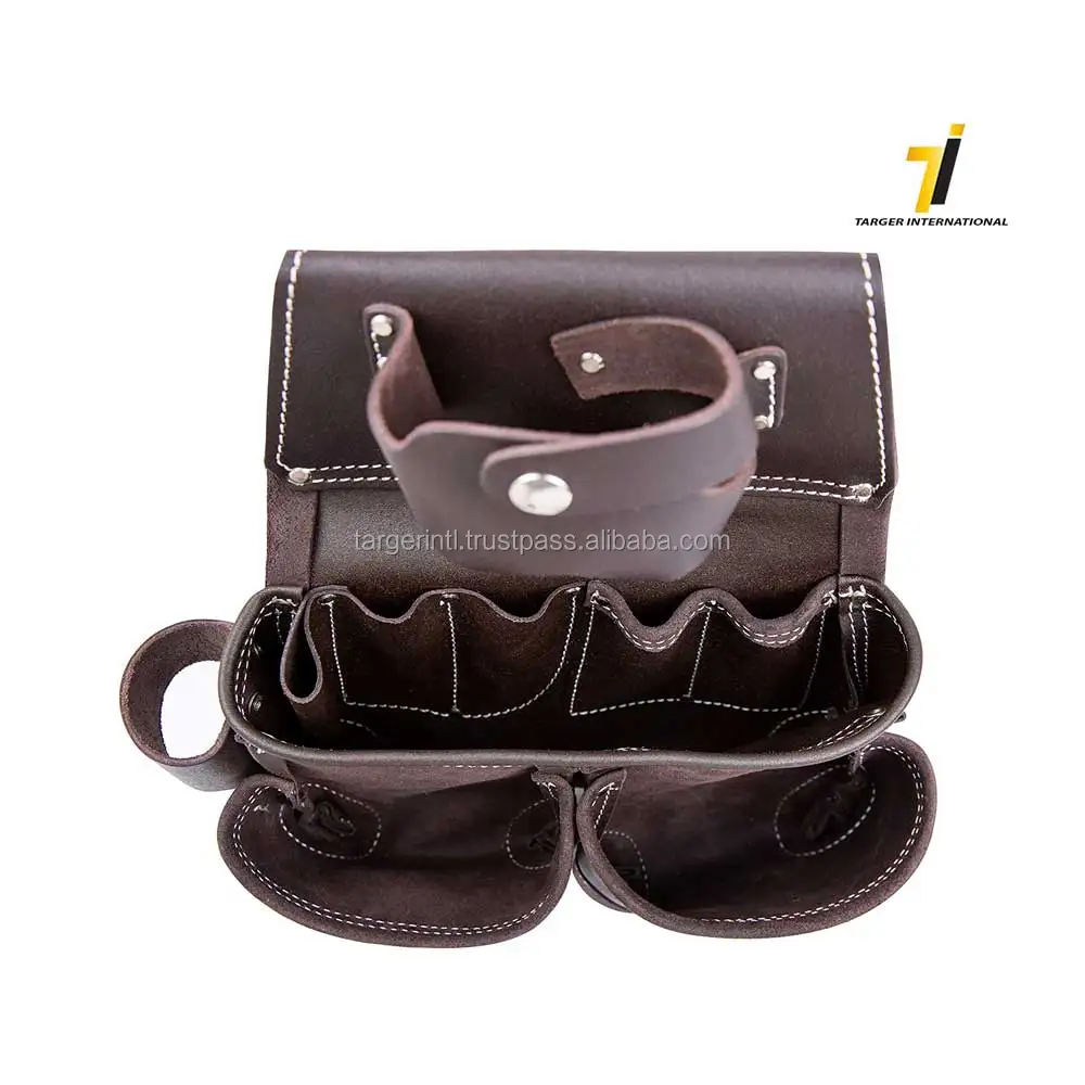Leather Tool Belt Pouch Double Pocket Organizer For Tools And For Large
