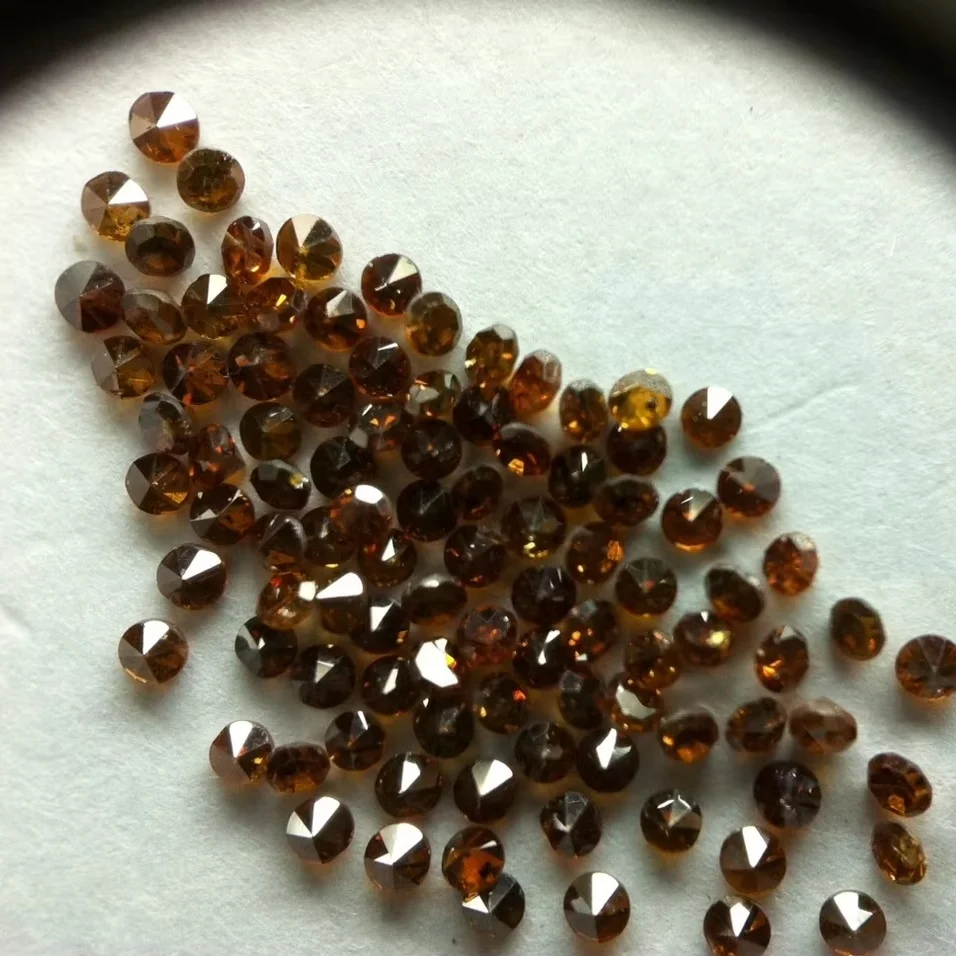 Perles Diamant Rouge Champagne Naturelles - Rondes à Facettes - En Vrac - Neuf Sans Emballage