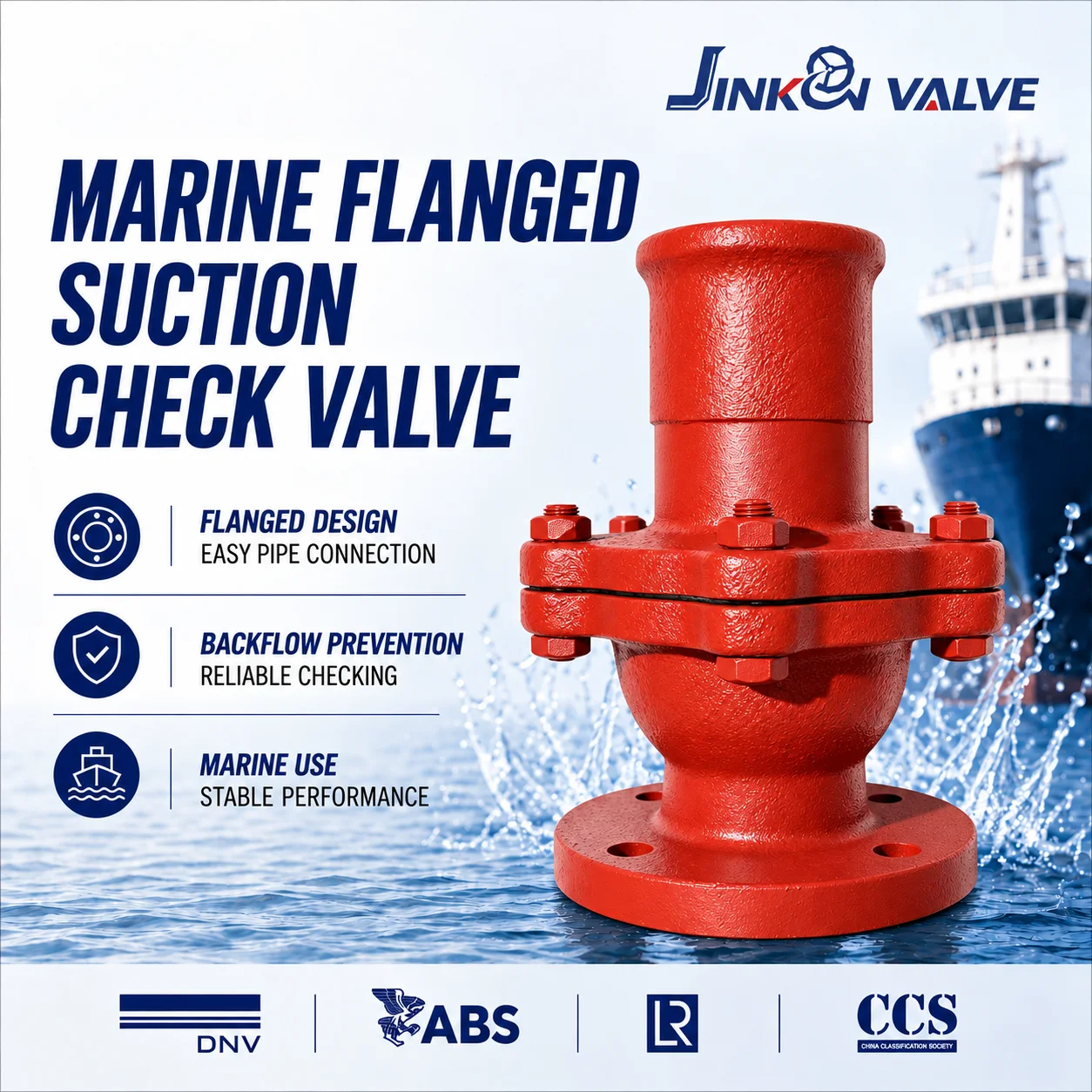 Marine Flanged Suction Check Valve for Ship Seawater and Bilge System Reliable Non Return Valve Marine Check Valve Suction Valve